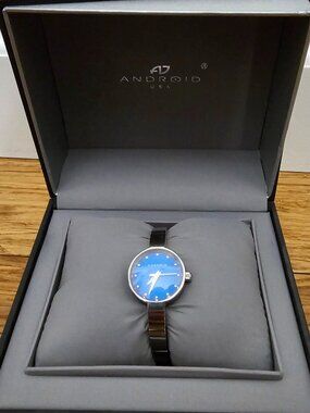 Android USA AD582 Womens Blue Dial Stainless Steel Bangle Watch Box Miyota 2035